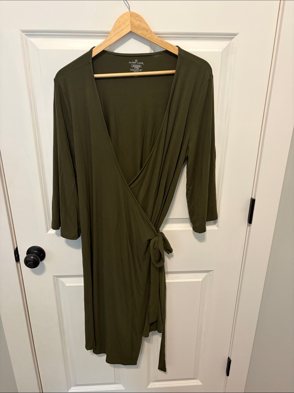 Caden Lane Olive Maternity Wrap Robe with Side Tie